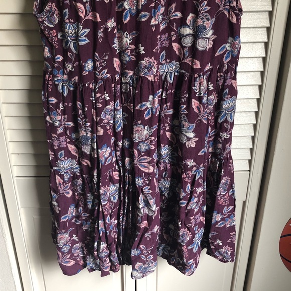 American Eagle Women’s Small Purple Floral Sleeveless Tunic V-Neck Bow Empire - Picture 7 of 7